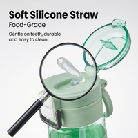Bouteille d'eau en PC de 540 ml avec paille, couvercle rabattable, anti-fuite, portable, pour étudiants, sport, gym, camping en plein air