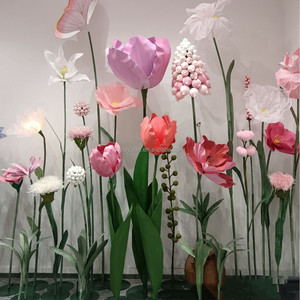 Décoration de scène de mariage F417, <span class=keywords><strong>fleurs</strong></span> géantes en tissu mobile, <span class=keywords><strong>fleurs</strong></span> artificielles en soie géantes en organza à ouverture et fermeture automatiques - Product Image 5
