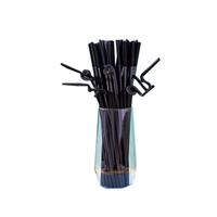 Pailles jetables en plastique de qualité alimentaire, écologiques, extra longues, flexibles, fantaisie, colorées, avec logo personnalisé, emballées individuellement