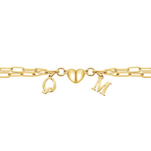Custom Initial 316L Stainless Steel Women's Fashion Bracelet & <b>Bangles</b> Paperclip Bf And Gf Bracelet Magnetic Heart <b>for</b> Women <b>Men</b> - Product Image 5