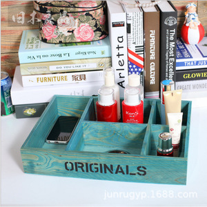 Originals Wooden Storage <b>Box</b> Sky Blue Rectangle Compartment Desk Organizer <b>Makeup</b> Trays - Product Image 1