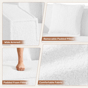 Sofá Cama Cuadrado Moderno de Chenilla, 2-3 Plazas, Sin Ensamblaje, Almohadas Extraíbles, Esponja de Alta Capacidad, Muebles para Sala de Estar - Product Image 3