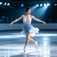 Tenue de patinage artistique dégradé blanc-bleu, col halter en V, dos ouvert, sans manches, avec strass, pour enfants et adultes, pour concours de danse sur glace