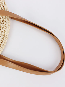 Bolso de playa de cuerda tejida con asa redonda simple para mujer, con dos correas y cierre de cremallera, Tanjing - Product Image 2