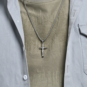 <b>Cross</b> Pendant Necklace Stainless Steel Unisex Hip Hop Style Jewelry Fashion Accessory - Product Image 2
