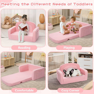 Children's Folding <b>Sofa</b> Bed With Removable Washable Cover Convertible Foam Seat For <b>Kids</b> Square Design - Product Image 5