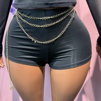 Ensembles deux pièces pour femmes : débardeur, haut à manches longues en maille, short moulant, leggings moulants unis longueur mollet – Ensemble quatre pièces