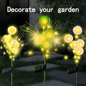 Lumière solaire de cour LED boule de <span class=keywords><strong>laine</strong></span> artificielle fleur lumière extérieure étanche Villa jardin décoration pelouse lumière - Product Image 2