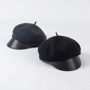 Gorro de Mujer de Moda Otoño Invierno 2024, Gorro de Lana de Calidad con Visera de Cuero PU para Eventos, Marca Famosa - Product Image 4