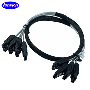 Ionrion 4Sata To 4Sata Silver Cable Braided Mesh Data Cable For Computer Hard <b>Drive</b> <b>SATA</b> Interface - Product Image 2
