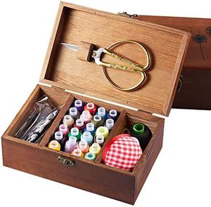 木製ソーイングキットボックスオーガナイザーアクセサリー付きキットソーイングキットバスケット初心者/大人/子供/女性/男性用 - Product Image 3