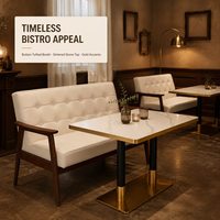 Ensemble de salle à manger classique avec table en pierre frittée pour café, ensemble de banquette pour hôtel et salle à manger