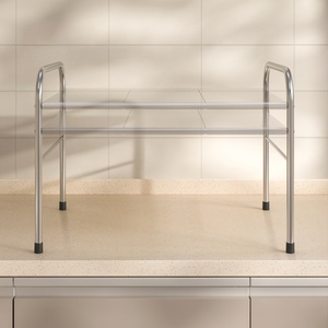 Rust Resistant Durable Stainless Steel Expandable Non-Folding <strong>Steady</strong> Shelf Adjustable Width Flexible Design Modern Storage <strong>Rack</strong> - Product Image 5