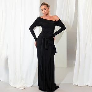 Guangzhou elegante abito da donna senza spalline Maxi strascico plissettato tinta unita digitale rivenditori <span class=keywords><strong>Online</strong></span> produttori di <span class=keywords><strong>abbigliamento</strong></span> - Product Image 5
