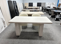 Table à manger beige Sen Pan personnalisée, de luxe, écologique, durable, en pierre naturelle, style Wabi-Sabi, moderne, assemblée, 8 places