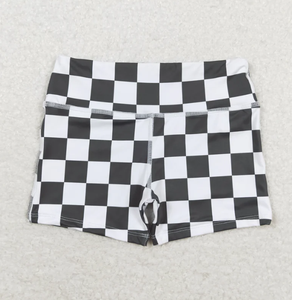 Shorts de vélo athlétiques respirants pour petites filles en Spandex/Polyester imprimés à motifs damier, léopard, éclairs et cactus - Product Image 2