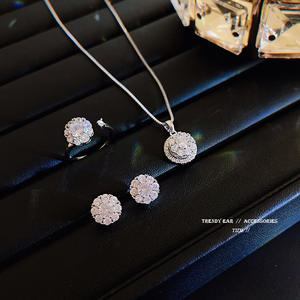 مجموعة مجوهرات نسائية مكونة من قلادة, مجموعة مجوهرات نسائية مكونة من قلادة عالية الجودة ، هدايا ، خواتم حفلات من أحجار الراين الغربية - Product Image 4