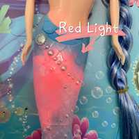 Vente en gros de poupées sirènes en PVC de 11 pouces, rouge et bleu, princesse lumineuse, jouet de mode, cadeau pour filles