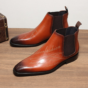 Zapatos de Cuero con Punta Puntiaguda y Caña Alta para Hombre, Nuevos Modelos 2025, Formales de Negocios, de Cuero Genuino, Estilo Brogue Británico, Tallados, para Boda, Novio, Oxford - Product Image 4