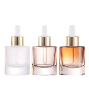 Glass Essential Oil Bottle Skin Care Cosmetic Glass Dropper Bottle Gold Ring White Silicone <b>Rubber</b> Head Travel Bottle - Product Image 1