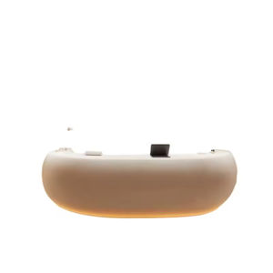 Creative <b>White</b> Reception <b>Desk</b> with LED Lighting, <b>Modern</b> Shell-Shaped Front <b>Desk</b>, Custom Commercial Lobby Counter - Product Image 1