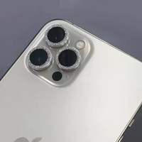 Protection d'écran en verre trempé pour objectif d'appareil photo, effet brillant et luxueux, pour iPhone 11 12 13 14 15 16 Pro Max