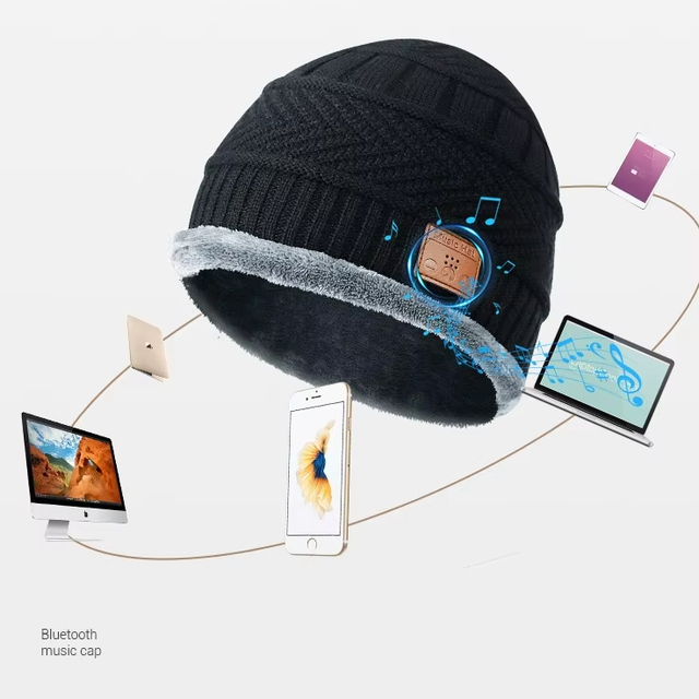 Hands-free Beanie Rechargeable Wireless LED Music Hat Moving Ears Brightness Illumination Neck Warm Winter Hat Set