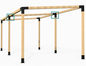 Pergola Hexagon Gazebo Support Kit 3-Way Heavy Duty Dome Corner Bracket Boiseries DIY Post Base Poutres en bois pour Patio Log Cabin - Product Image 6