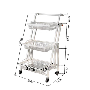 Carrito <span class=keywords><strong>de</strong></span> Supermercado Multifuncional <span class=keywords><strong>de</strong></span> 3 Niveles, con Ruedas con Frenos, Plegable, para Uso Comercial - Product Image 5