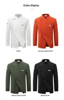 Nouvelle tenue de chef haut de gamme à manches longues pour homme, automne/hiver, 100% polyester, impression de logo disponible, embossage disponible pour les restaurants