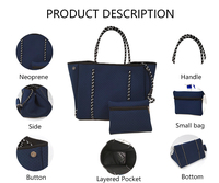 Sac fourre-tout en néoprène grand format 3208 B, ensemble de sacs à main décontractés pour femmes, sac de plage léger pour les vacances, personnalisable avec logo