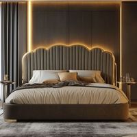 Lit moderne et minimaliste en tissu Lit nordique léger en tissu de luxe Tatami Lit double français pour meubles de chambre à coucher