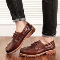 Chaussures bateau classiques haut de gamme en cuir pleine fleur à lacets, confortables, basses, antidérapantes, résistantes à l'abrasion, respirantes et désodorisantes