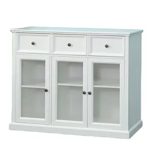 Modern white display cabinet wooden glass storage cabinet case for living room