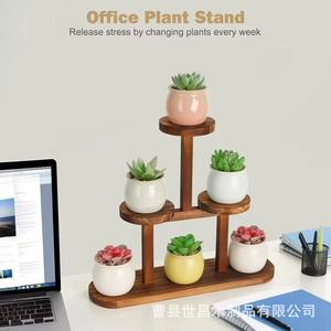 Support à fleurs en bois à 3 niveaux, étagère multi-étages pour plantes succulentes d'intérieur, pour salon, balcon, étagère de rangement écologique - Product Image 3
