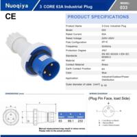 Prise industrielle étanche IP67 Nuoqiya 63A à courant élevé 220V 250V 2P+E 3 broches 63A