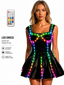 Vestido de baile con luces LED para mujer, chaleco con flecos de <span class=keywords><strong>lentejuelas</strong></span>, chaqueta ajustada brillante, cárdigan, tops brillantes con purpurina, estilo vaquero para fiesta disco - Product Image 2