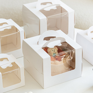 Boîte à pâtisserie portable de différentes tailles, de qualité alimentaire, pliable, pour tiramisu, conteneur jetable pour boulangerie, mini-boîte avec poignée et fenêtre transparente - Product Image 2