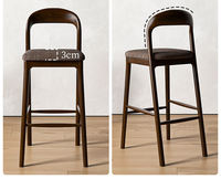 Chaise de bar haute en bois massif et tissu, style nordique, moderne et simple, pour réception, fauteuil de cuisine de luxe stable