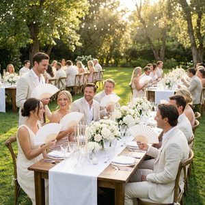 Abanico de mano de seda y bambú <span class=keywords><strong>con</strong></span> LOGO personalizado, abanico de boda, abanico de papel en blanco para pintar, abanicos de papel blancos - Product Image 6