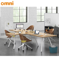 Bureau en forme de L moderne en MDF pour 2 personnes, style minimaliste, pieds en aluminium, modulaire, extensible, certifié BIFMA, peinture poudrée