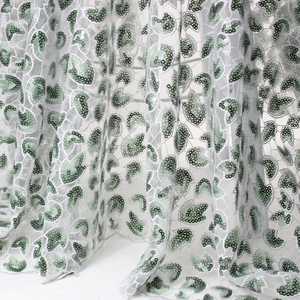 Tela de Encaje de Diseño <span class=keywords><strong>Yoruba</strong></span>, Verde, con Lentejuelas, Tela de Encaje de Organza - Product Image 5