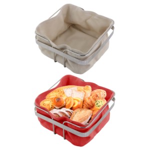 New Fashion pasticceria in acciaio inox Server Croissant artigianale francese Canvas Basket pane cestino quadrato con fodera in tessuto Beige <span class=keywords><strong>rosso</strong></span> - Product Image 1