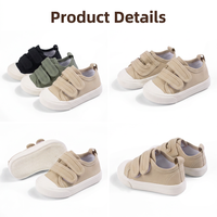 Baskets en toile personnalisées pour tout-petits, couleurs unies, respirantes, noires et beiges, chaussures décontractées pour enfants, fermeture auto-agrippante, légères