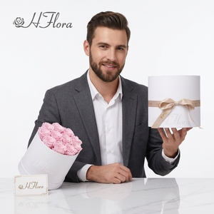 Caja de Regalo de Rosas Eternas Personalizada de Lujo Hecha a Mano con Energía Solar, Cilindro de Flores Eternas, Rosa Preservada Eternelle - Product Image 4
