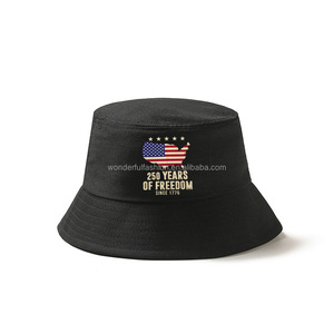 قبعة صياد مطبوعة بالجملة للحماية من الشمس في الهواء الطلق، قبعة دلو قطنية نقية قابلة للطي وذات تهوية، قبعة علم للذكرى السنوية 250 للولايات المتحدة الأمريكية - Product Image 2