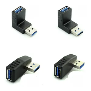 סיטונאי זווית 90 תואר שמאל ימין USB 3.0 מתאם שקע סוג זכר לנקבה מצמד מין מחבר USB מחליף תקע