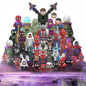 Siêu Anh Hùng Nhựa Xây Dựng Khối Thiết Lập Không Có Cách Nhà Bác Sĩ Bạch Tuộc Màu Xanh Lá Cây Yêu Tinh Sandman Spiderman Trẻ Em Mini Hành Động Con Số Gạch