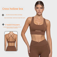 Ensemble de sport pour femme : Soutien-gorge de sport ajouré et Leggings taille en V – Idéal pour la gym, le fitness, le Pilates – Ensemble de yoga deux pièces – Ropa Conjunto De Yoga Mujer