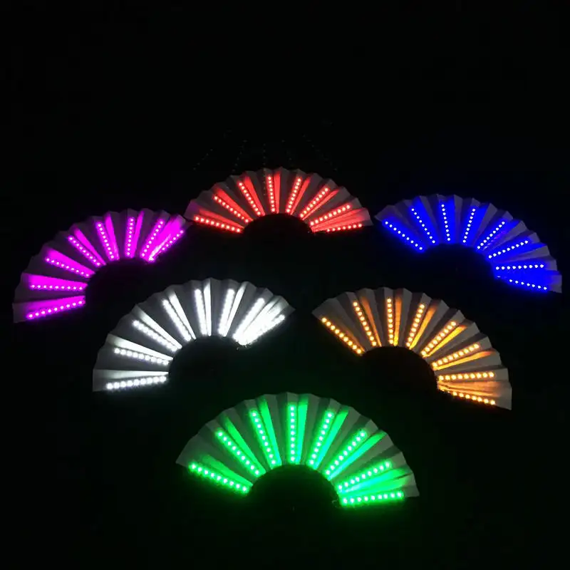 Katlanabilir el Fan gece performansı için Led ışık parlayan floresan renk değişikliği Fan ile Dj Bar Club oda parti dekorasyon